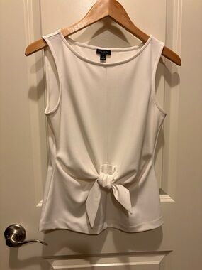 Sleeveless Ivory Tie-Front Women's Top